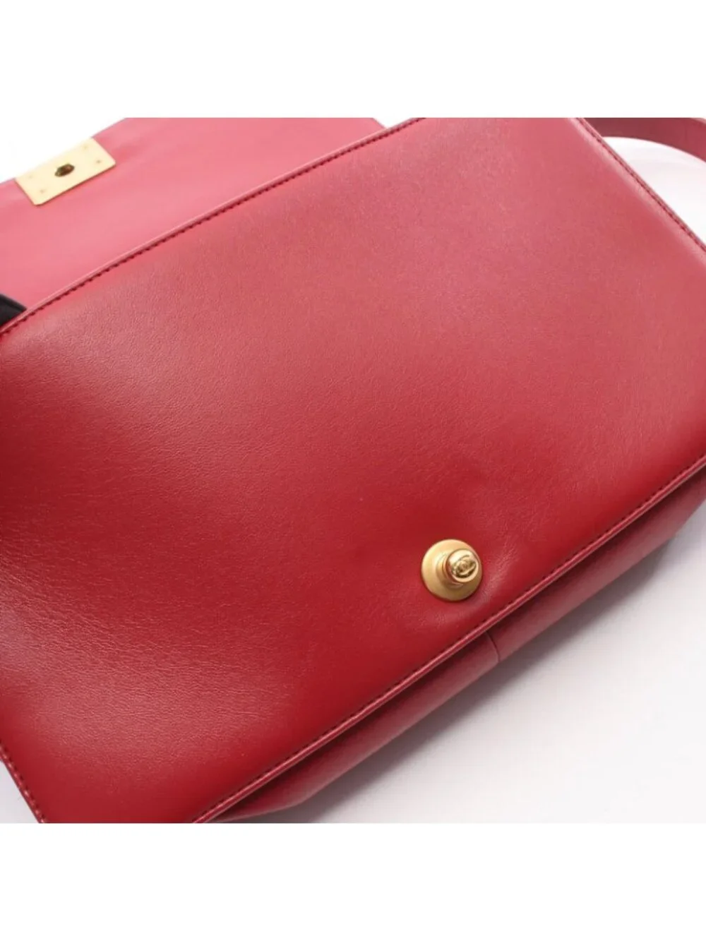 Chanel Shoulder Bag Boy Large Quilted Red Lambskin Chain